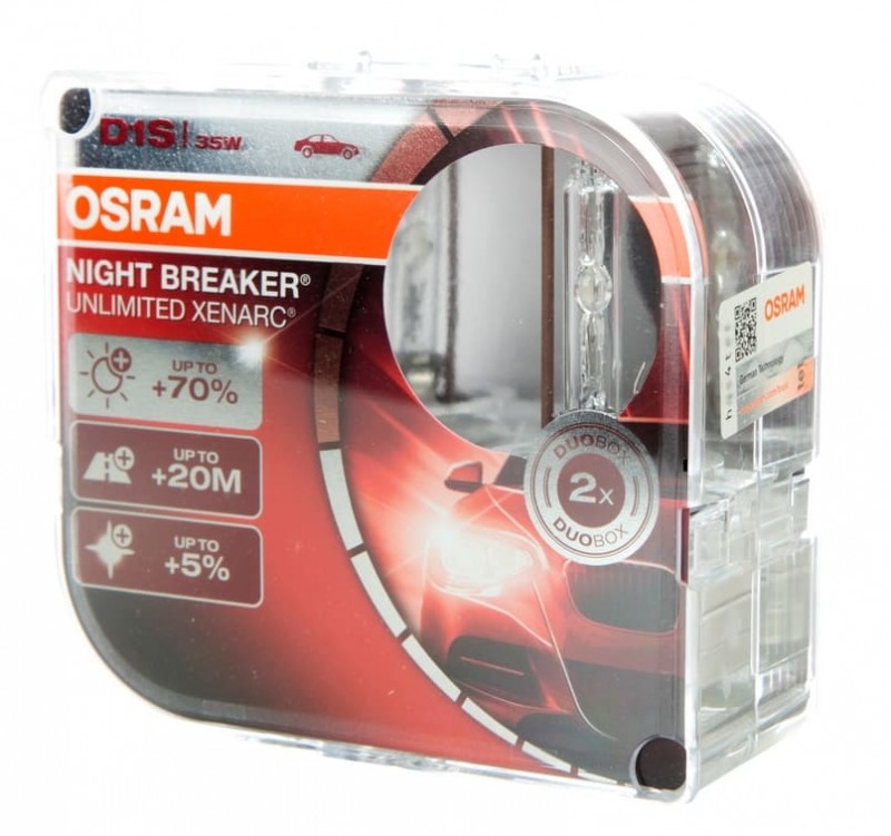 OSRAM XENARC NIGHT BREAKER LASER D1S, Next Generation, 200% more  brightness, HID xenon bulb, 66140XNN-HCB, Duo Box (2 lamps)